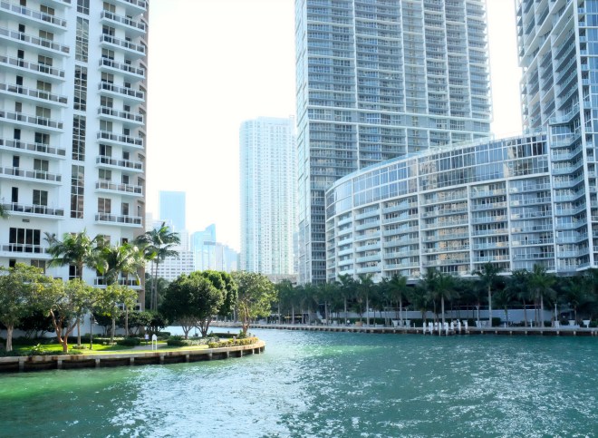 Through the skyscrapers.